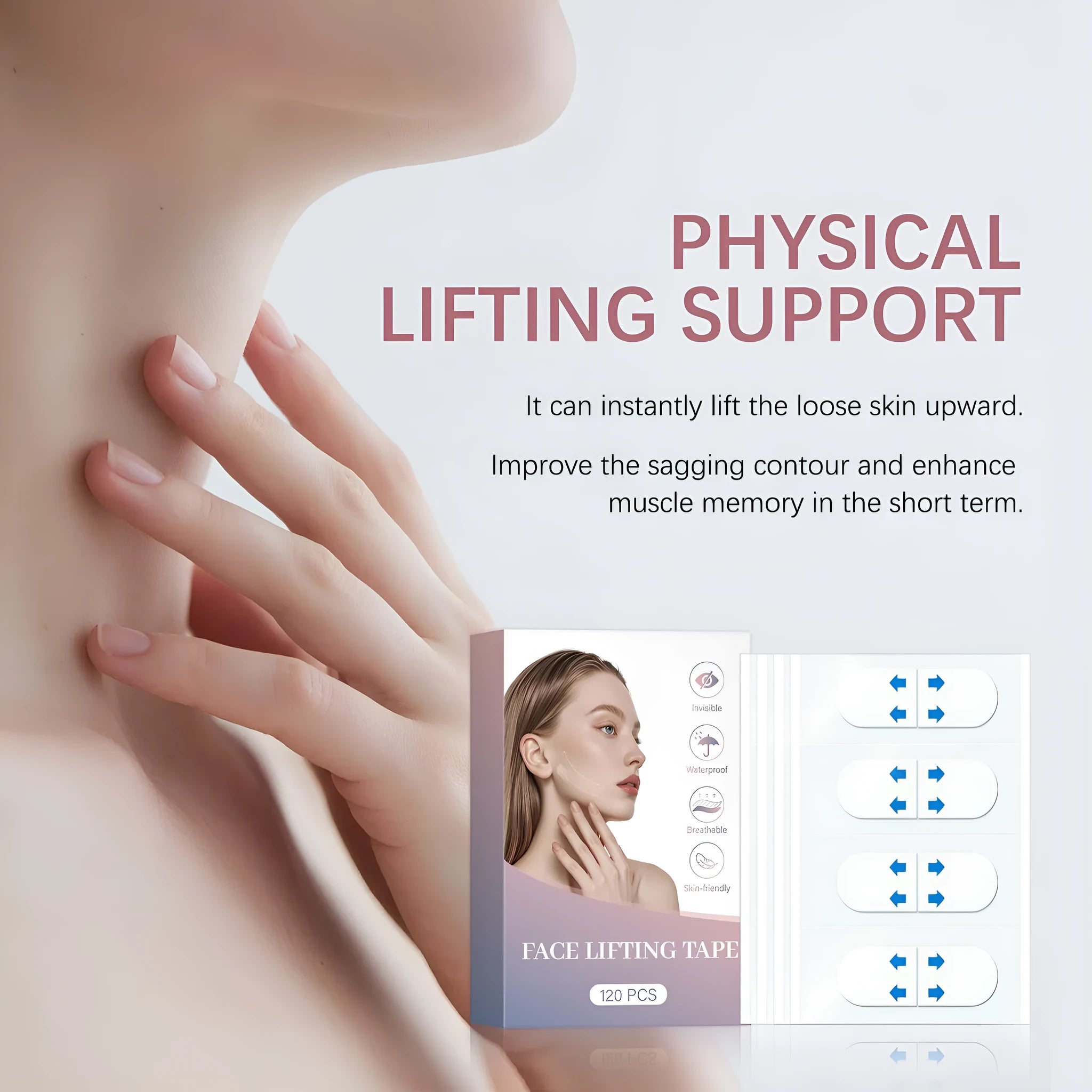 Pack of 120 chin lifting stickers for V face firming and wrinkle reduction