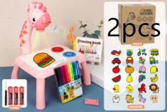 Children's magnetic projection drawing board with music function in blue and pink