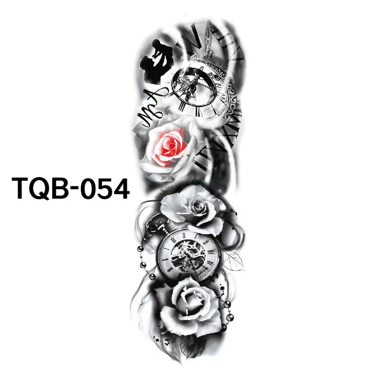 Waterproof full arm tattoo sticker with vibrant designs for temporary body art