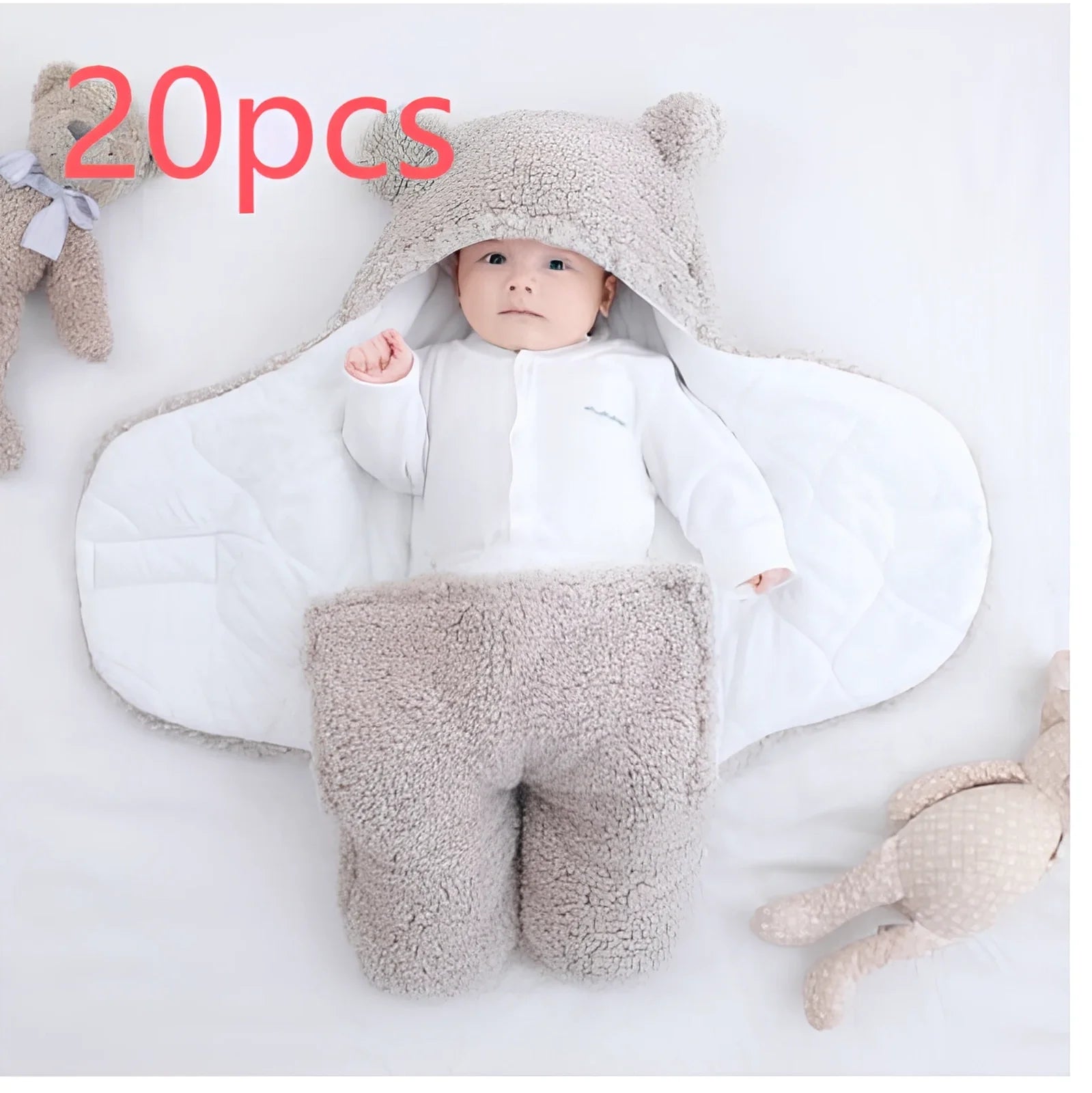 Cotton blend baby quilted sleeping bag wrapper in khaki colour showing quilted pattern and secure fastenings