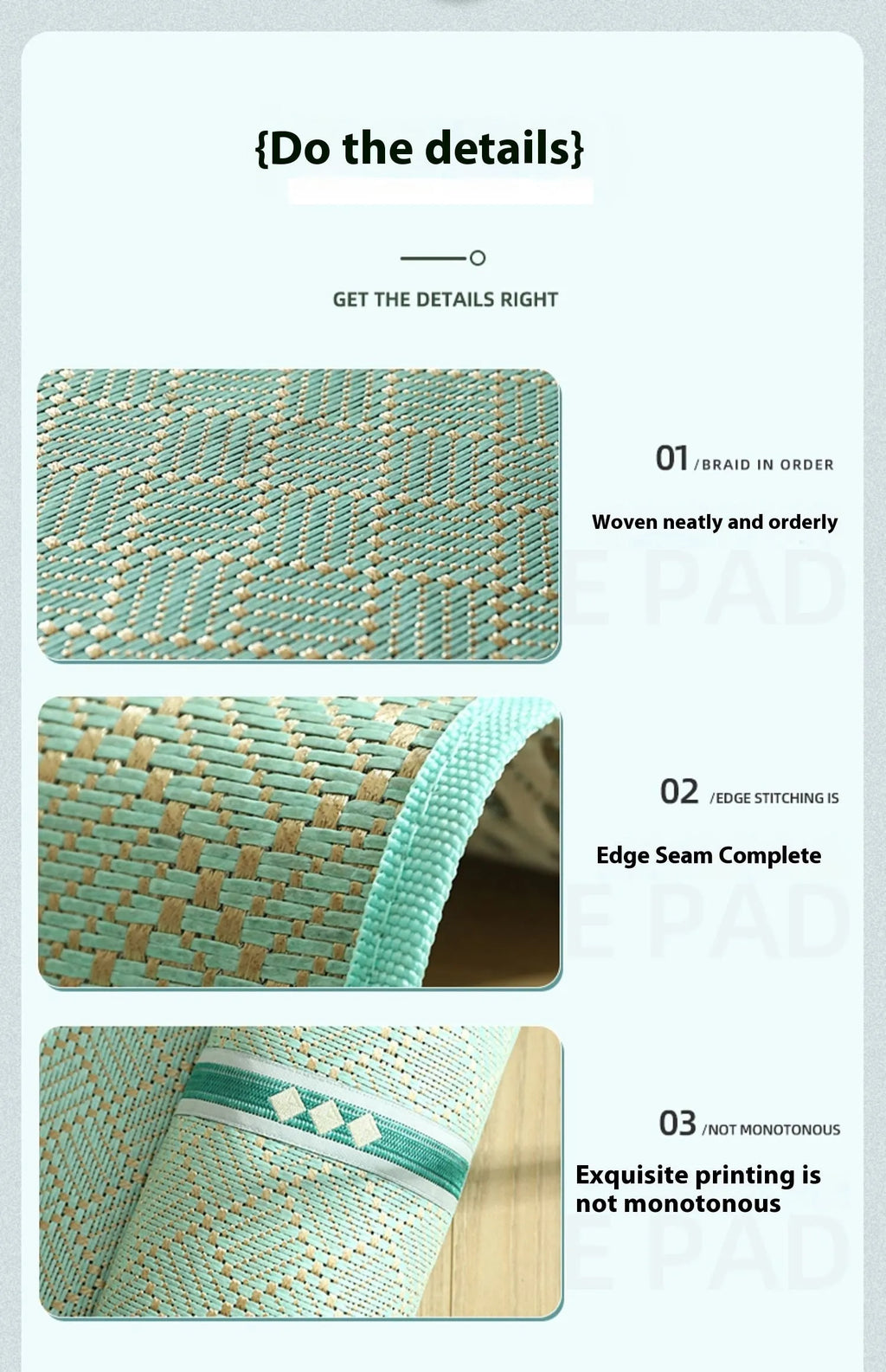 Large dog mat in Golden Green for summer kennel use, XL size 80x65x7cm