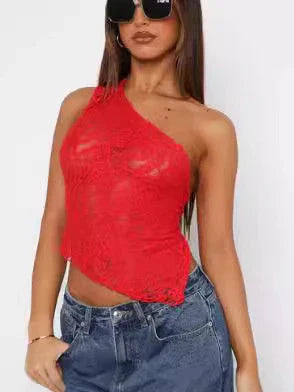 A stylish and comfortable backless lace top in a variety of colors, perfect for summer wear.