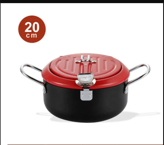 Stainless steel folding frying basket with thermometer for perfect frying