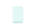 Magnetic wireless power bank in black, blue, green, pink, or white, showing 5000mAh capacity.
