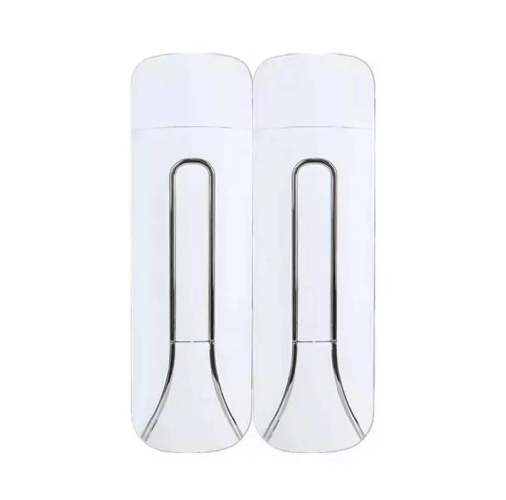 Wall-mounted manual press shampoo dispenser in white ABS plastic with single head, 5.8 x 7 x 23.5 cm