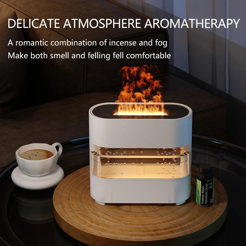 Relaxing Mist Humidifier with Lifelike Flame Effect - Create a Serene Ambiance in Your Home or Office