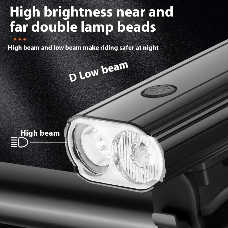 Aluminium alloy bicycle headlight with TYPE-C charging port and quick release mounting bracket