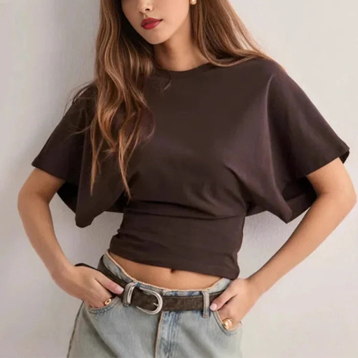 Women's summer batwing sleeve T-shirt in vibrant colours, unique design