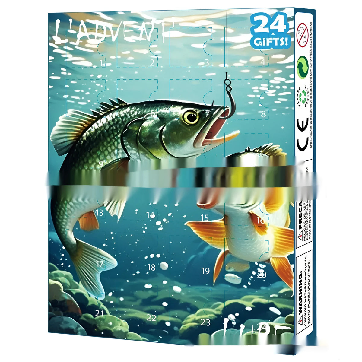 Metal fishing advent calendar blind box 24 countdown 26x18x3cm unisex middle-aged angler gift