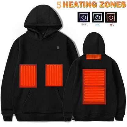 2024 New Outdoor Electric USB Heating Jacket in black and grey with adjustable heat settings