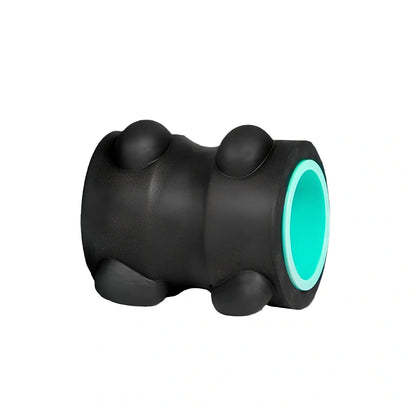 Black YBS cervical massager, 12.5 cm x 11.1 cm, PU and ABS for neck thumb pressure relief