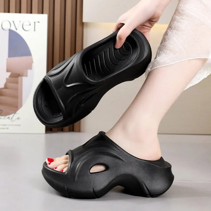 Women's thick-soled EVA beach slippers in three colour options