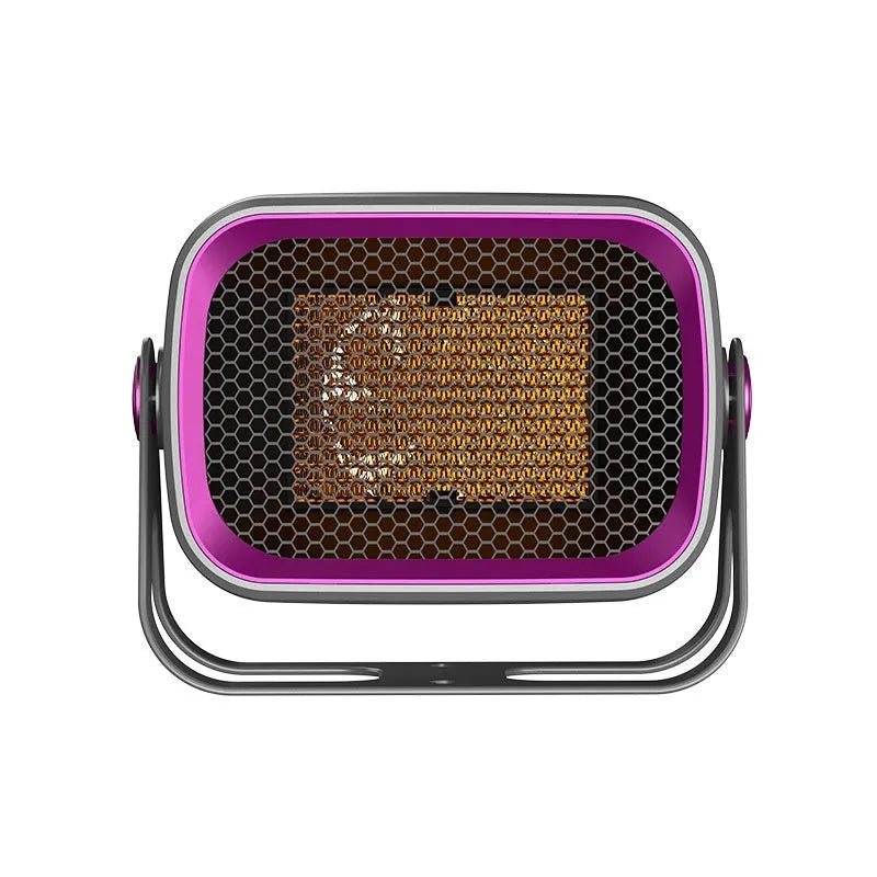 White PTC ceramic desktop heater with rotating base and push-button controls