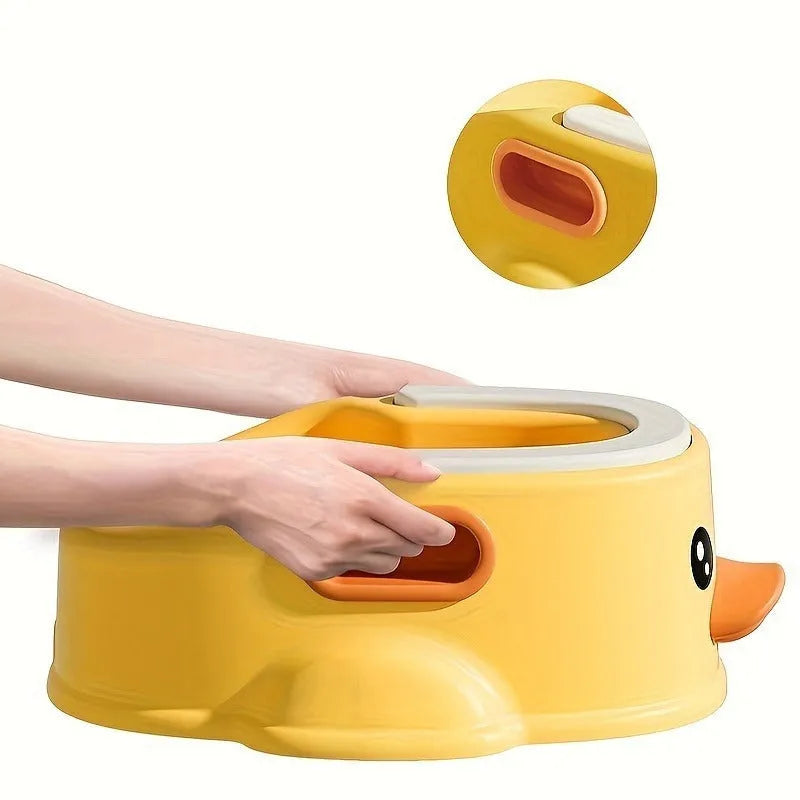Blue foldable duck-shaped PVC bathtub for washing a dog or cat.