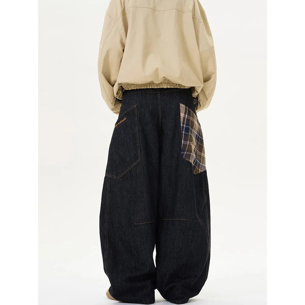 Women's loose fit cotton trousers in straight leg design with plaid pattern, shown in coffee and red colour options