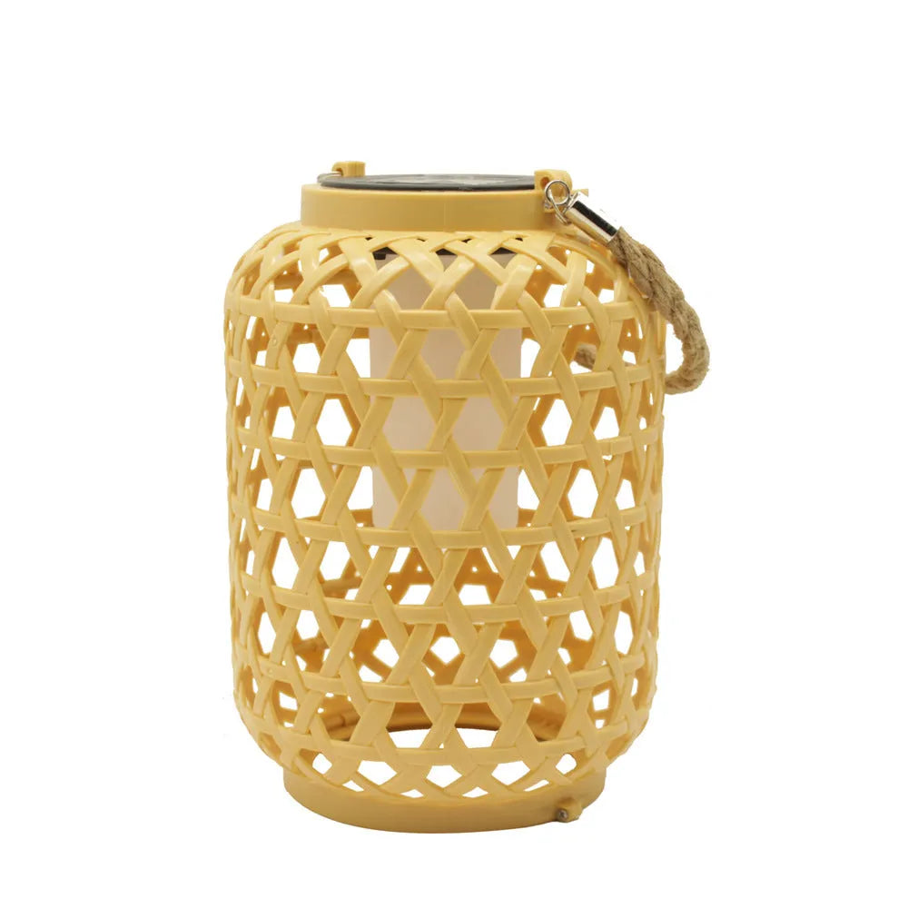 Solar imitation bamboo lantern outdoor decorative light plastic IP44 with liner