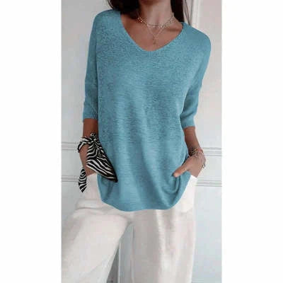 Women's Slimming V-neck Long Sleeve Sweater in various colours