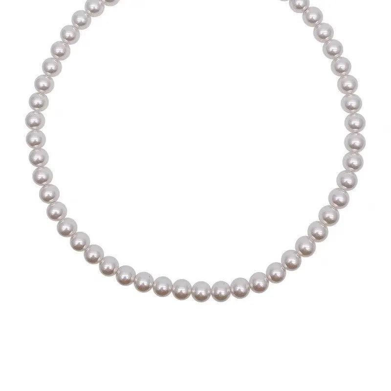 Australian white pearl mother pearl shellfish necklace with organic glass pendant on a regular chain, unisex design