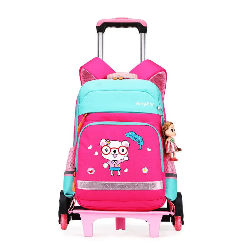 Korean detachable trolley school bag in Oxford cloth with 42cm height and black/red colour options