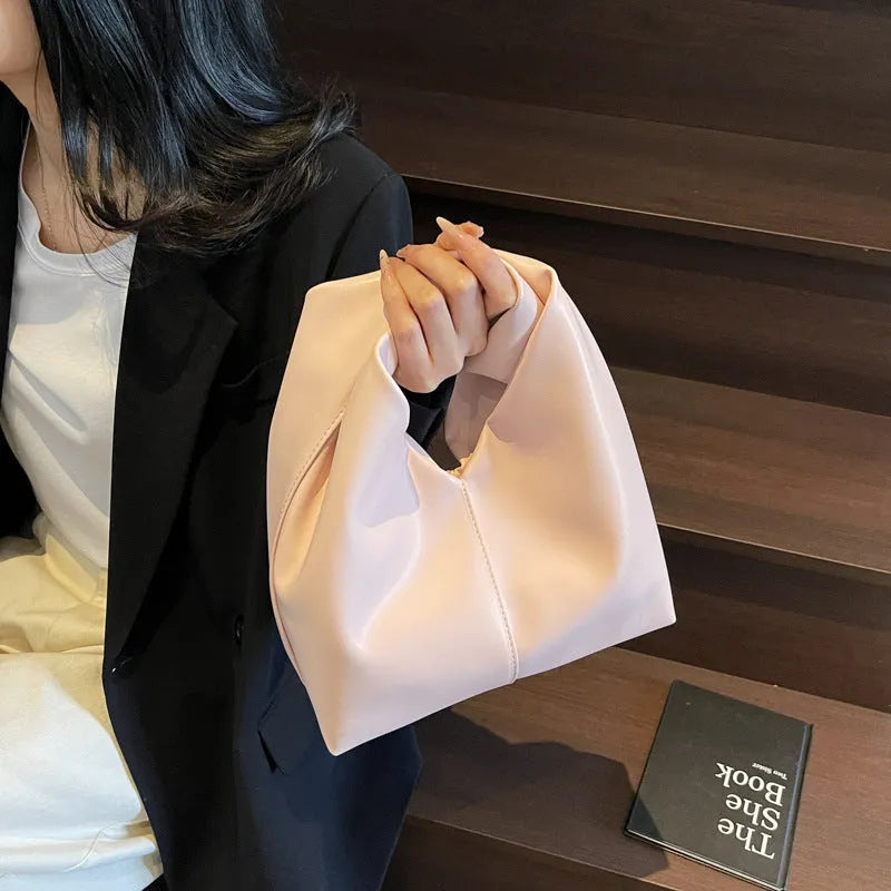 Women's casual dumpling-shaped PU leather shoulder bag in seven colours with mobile phone compartment