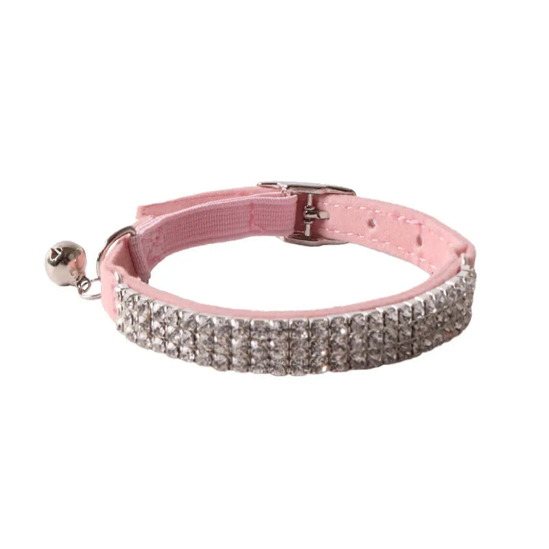 Colourful flannel flocking cat collar with elastic buckle shown in multiple colour options