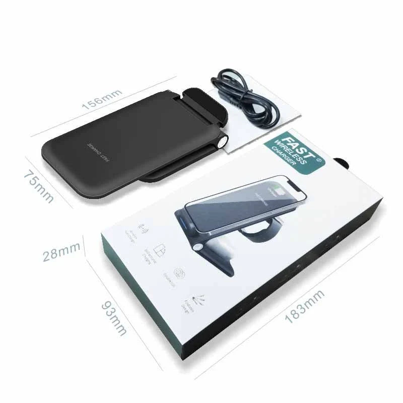 3-in-1 wireless charging station with adjustable angle and foldable design for clutter-free desk setup