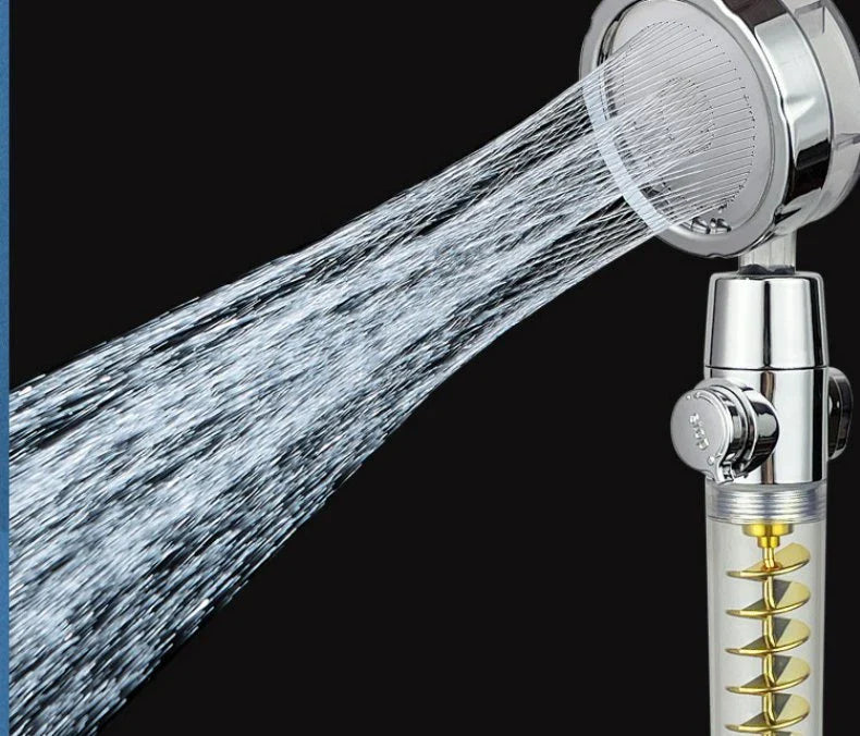 Powerful dual-turbine shower head with adjustable spray patterns and high-quality construction