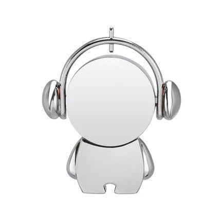 Personalised metal USB flash drive with cartoon musician design in silver and rose gold finishes