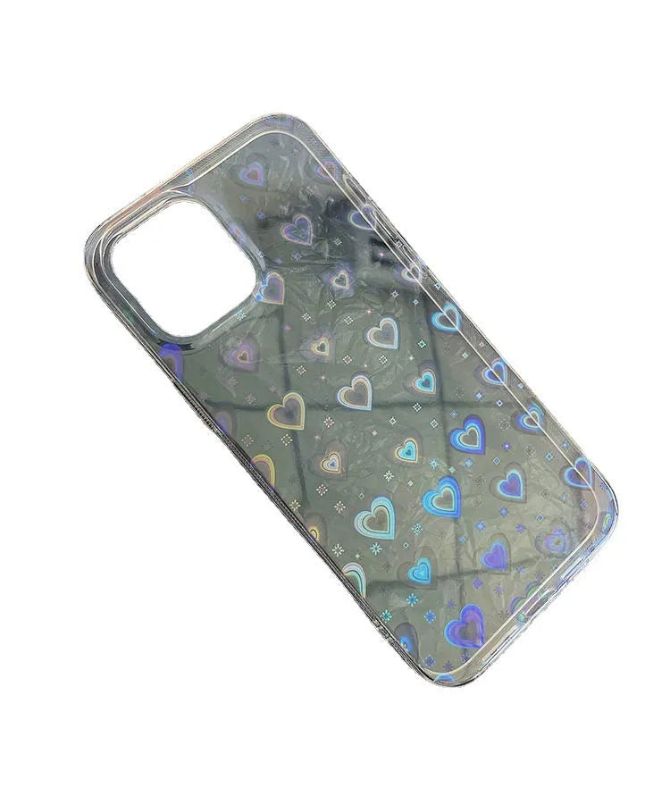 Laser double colorful love transparent phone case back cover for iPhone in IMDB material