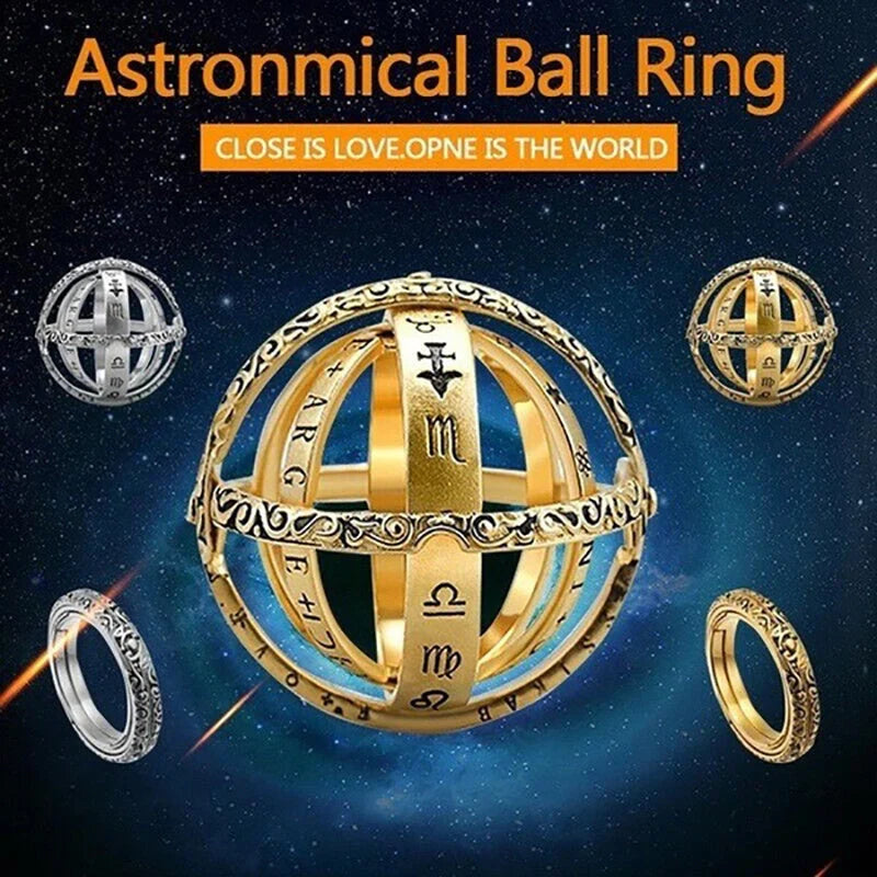 Germany Astronomical Ball Ring Necklace with flip deformation feature in silver and gold