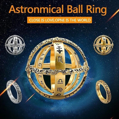 Germany Astronomical Ball Ring Necklace with flip deformation feature in silver and gold