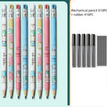 Children's plastic mechanical pencil with replaceable 2B thick leads in cartoon colours