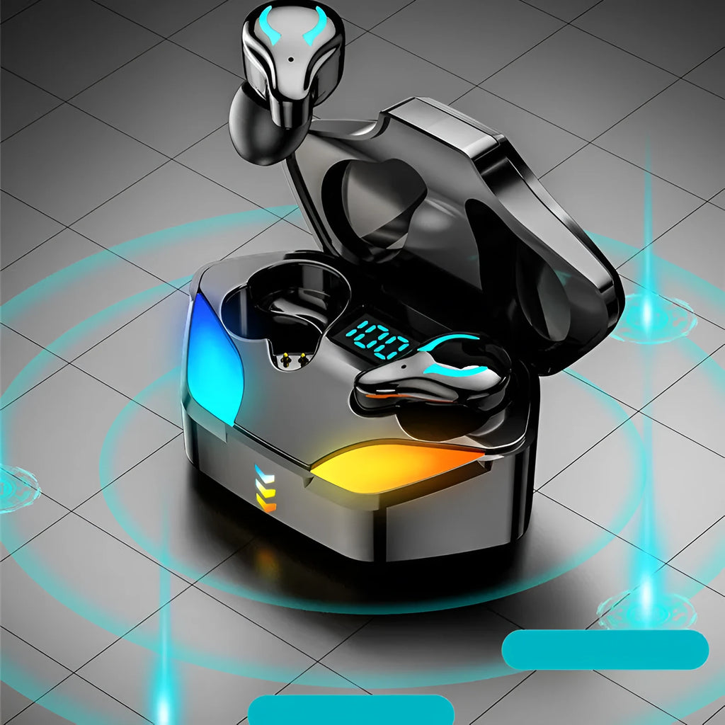 Wireless Bluetooth gaming headset with earplug-style earbuds for low-latency competitive gaming