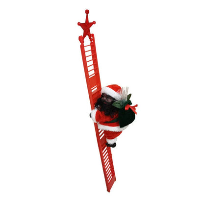 Magical musical climbing Santa Claus doll decoration with red ladder, playing holiday music