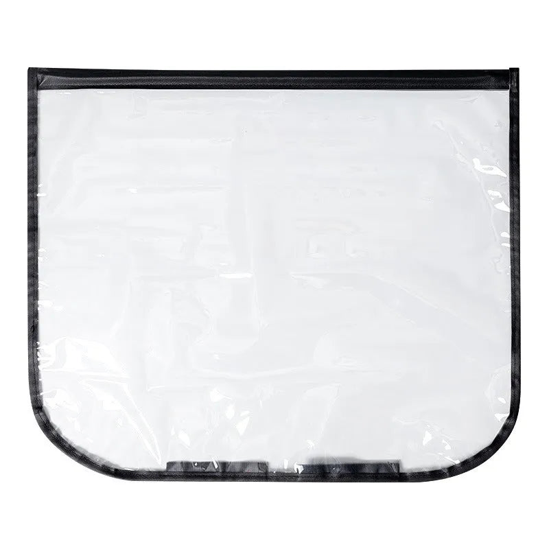 Black PVC electric vehicle charging gun rain cover with magnetic strips.