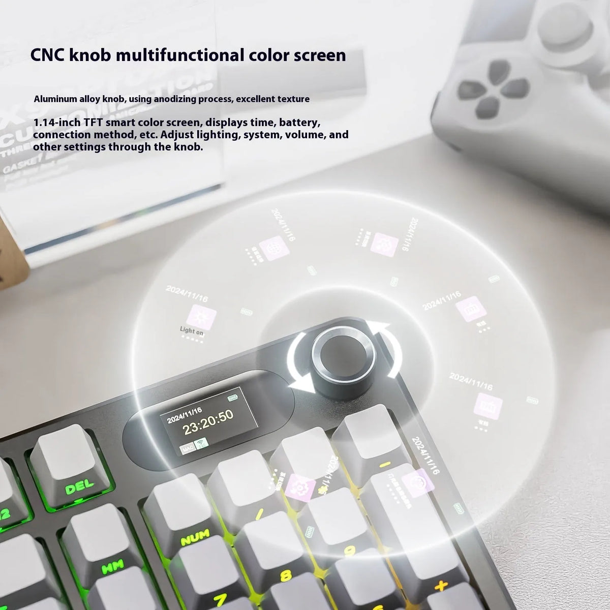 Attack Shark X98PRO three-mode RGB wireless mechanical keyboard with side engraving and knob, star black blueberry axis variant
