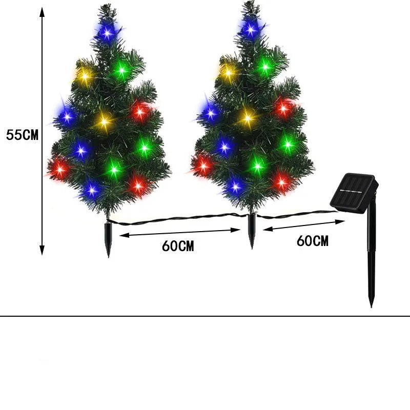 Solar Christmas tree lamp in garden, IP65 waterproof ABS plastic decoration with festive glow