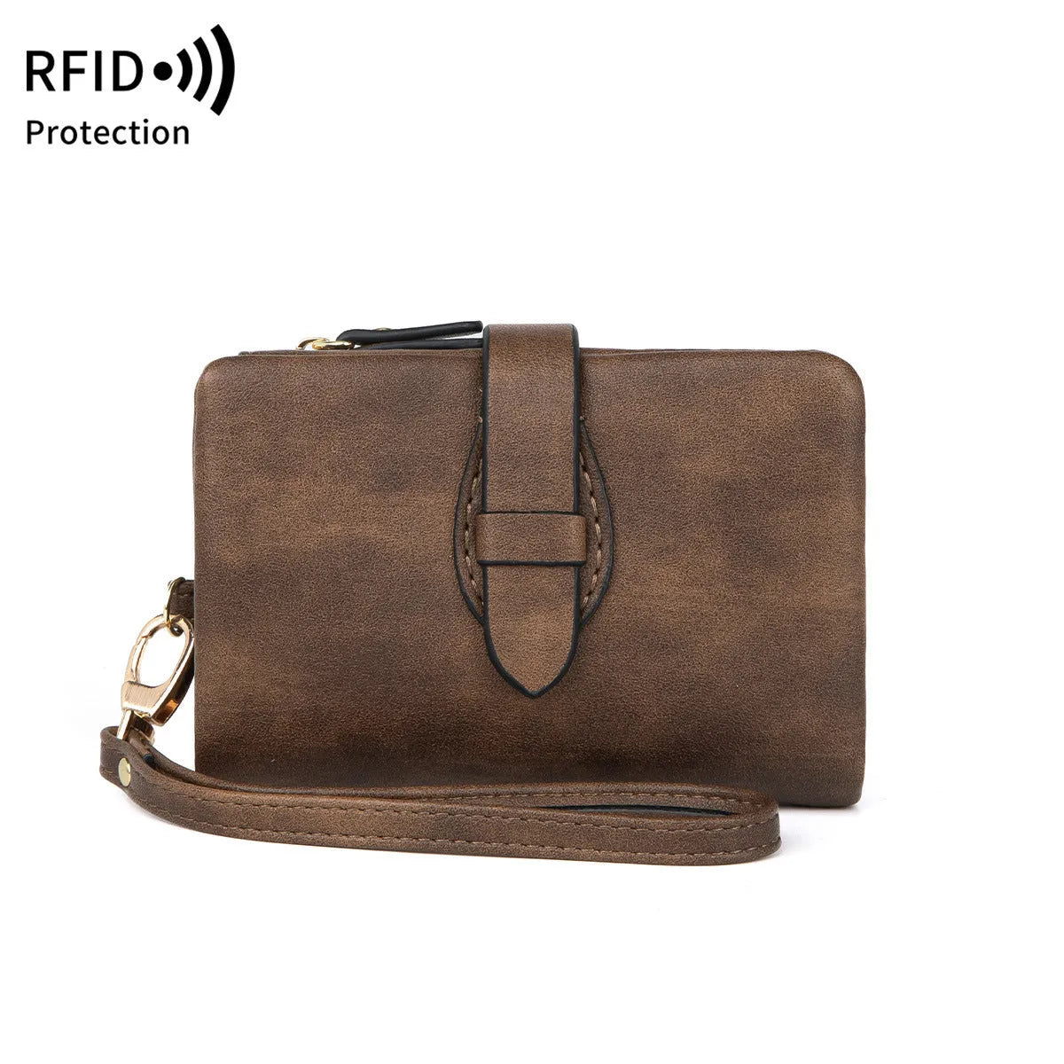 RFID blocking women's wallet in solid colour short style with soft PU material, available in multiple colours