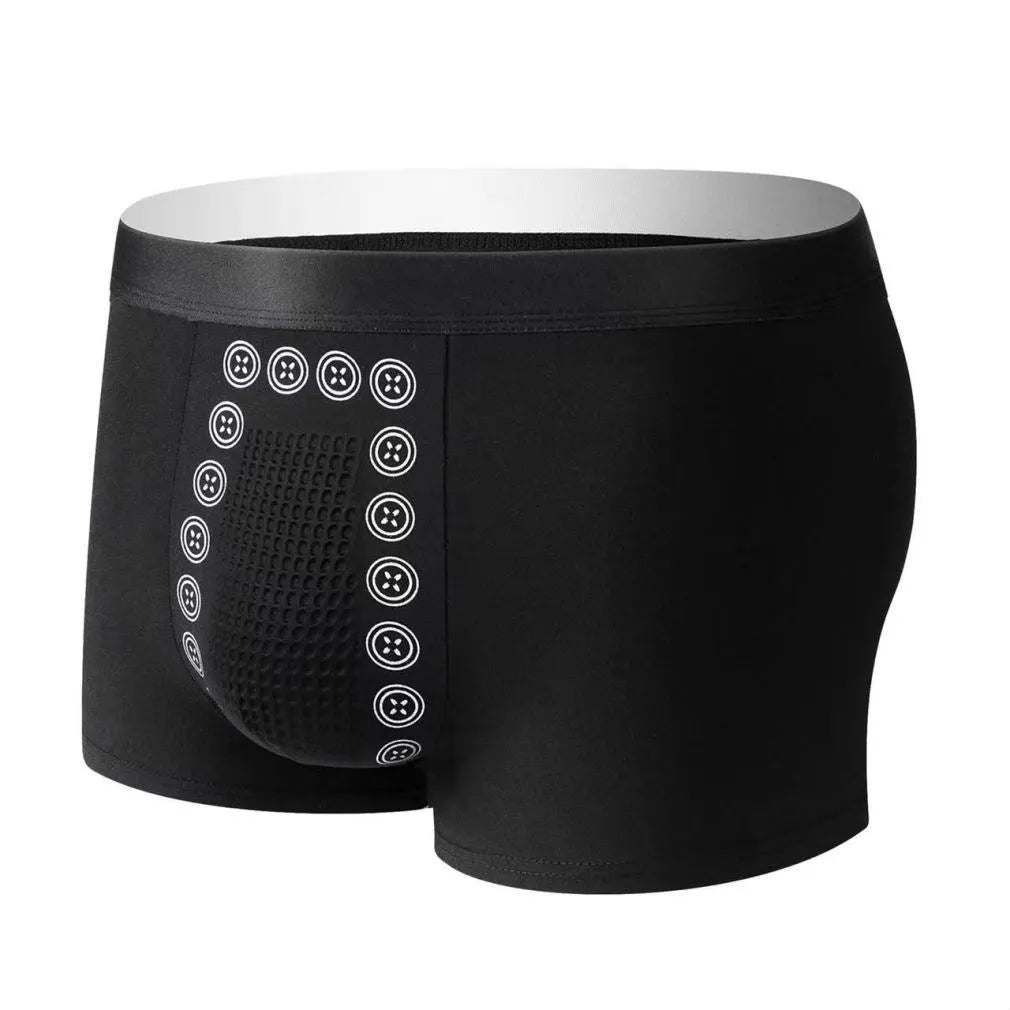 Men's milk silk underwear with massage particles in mid-waist design showing colour options