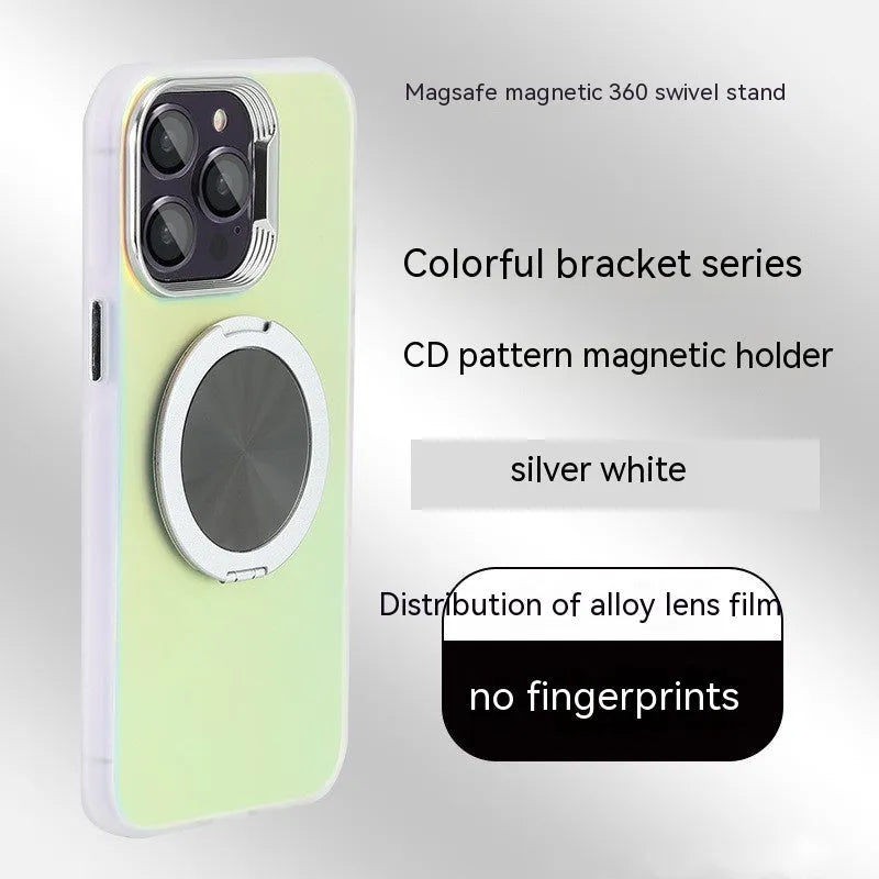 Apple compatible colorful 360 rotary magnetic adhesive bracket phone case with invisible stand for iPhone, graphite black