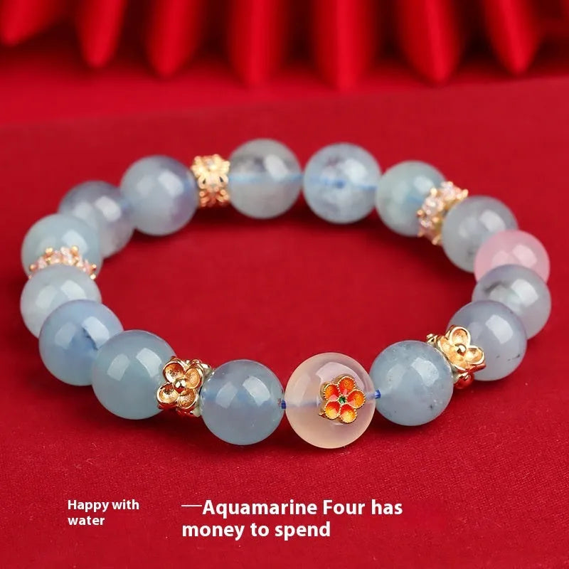 Natural crystal Five Elements round bead bracelet unisex casual style
