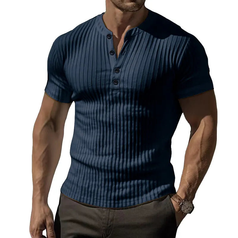 Men's slim-fit sports T-shirt in solid colours: white, black, khaki, green, navy.