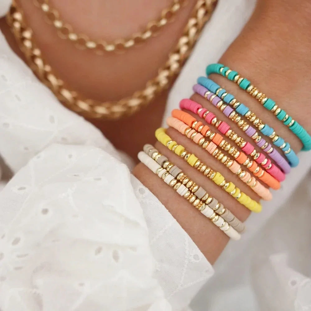 Bohemian 9 Bracelets Set in ZJ11501 colour, featuring geometric shapes and round elements for summer beach wear