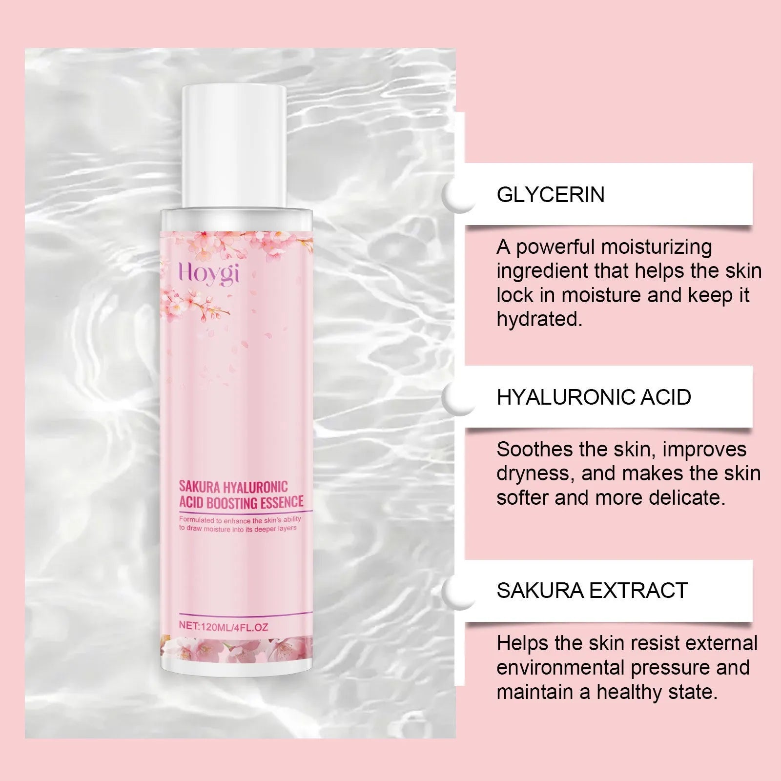 120ml bottle of hyaluronic acid moisturising lotion with cherry blossom extract