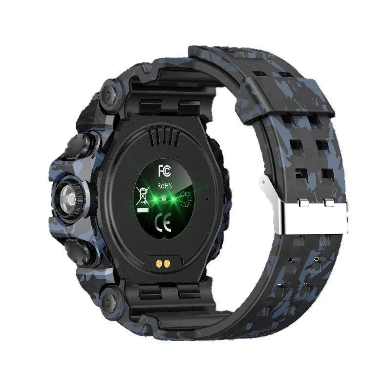 Outdoor sport smart watch with Bluetooth calling, IPS touch screen in Camouflage Blue, 57 x 59 x 20.5 mm