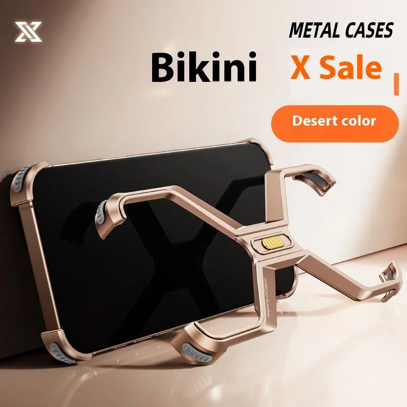 Aluminium alloy hollow frameless protective sleeve for iPhone 16 Pro Max, frosted Titanium Black finish