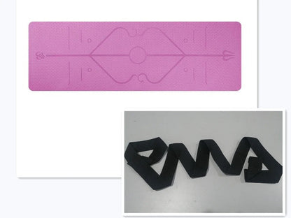 Non-slip TPE yoga mat with position lines for beginners, eco-friendly and durable