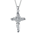 925 sterling silver cross pendant necklace, 26mm by 17.5mm, silver colour for women