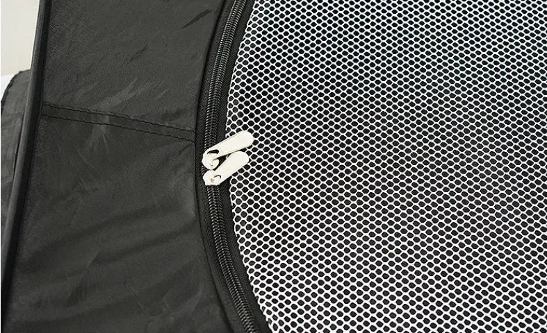 Grey foldable 30cm cat tunnel made of polyester, shown with a tent section and tunnel opening for indoor play