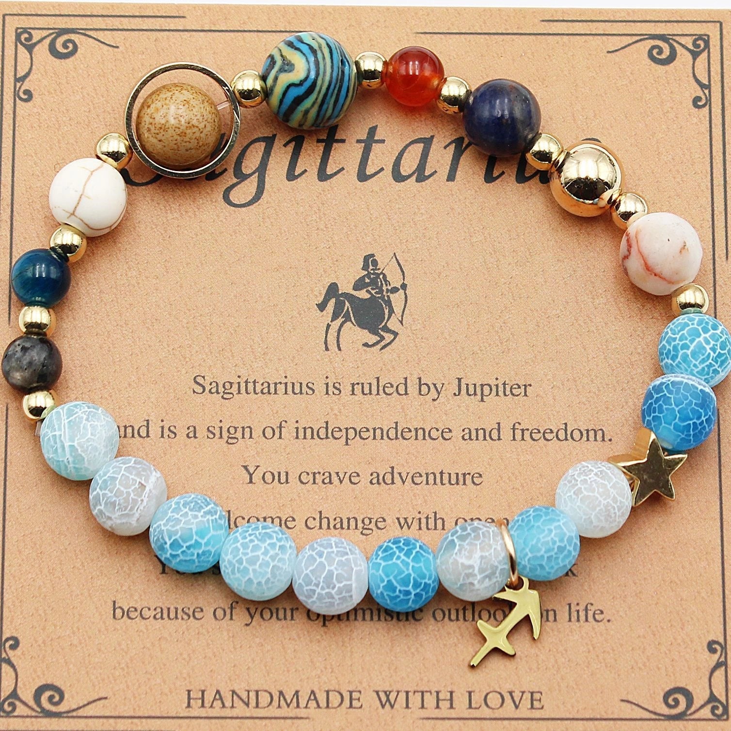 Twelve Constellations Natural Stone Beaded Bracelets - Unisex Astrological Jewellery